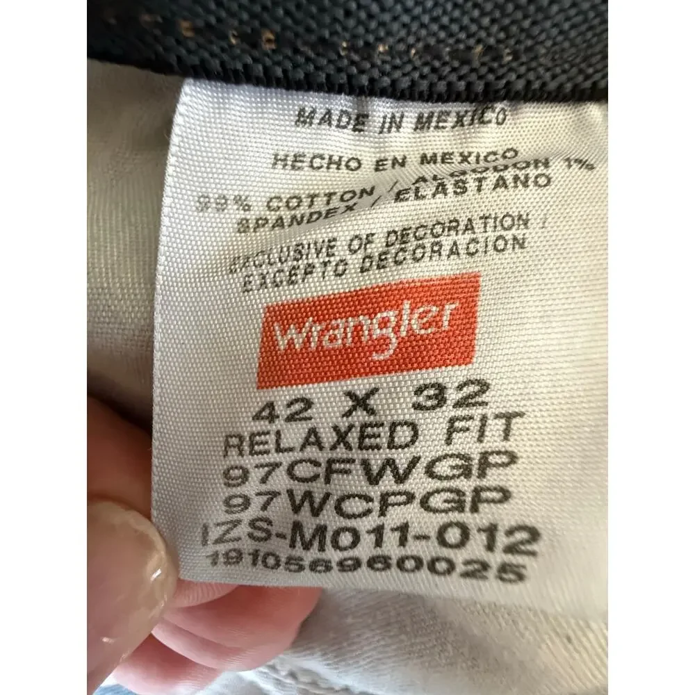 Wrangler Mens Relaxed Fit Comfort Flex Waist Jeans 42X32 Blue Denim Straight Leg